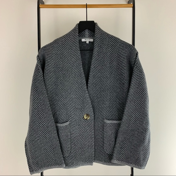 madewell herringbone crop sweater jacket